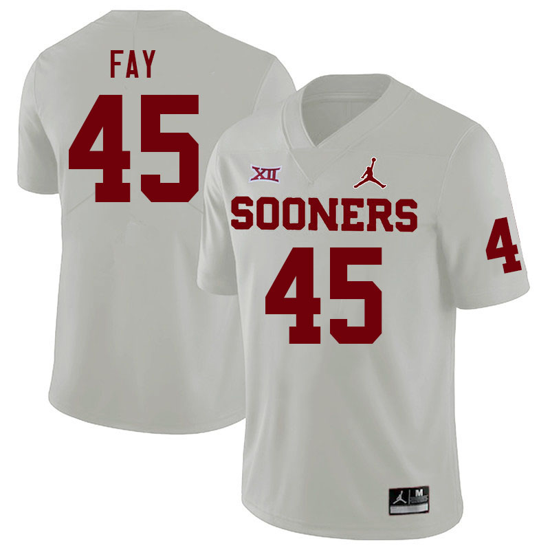 Men #45 Hampton Fay Oklahoma Sooners College Football Jerseys Stitched Sale-White - Click Image to Close